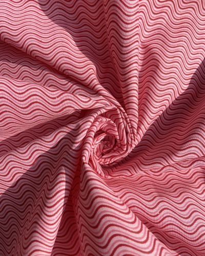 Hand Block Print Zig Zag Design On Pink Cotton Fabric