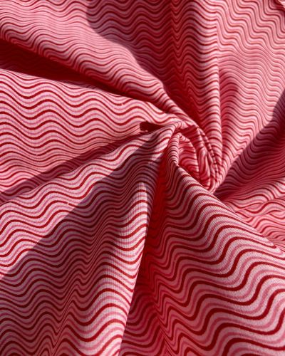 Hand Block Print Zig Zag Design On Pink Cotton Fabric