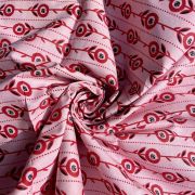 All Over Red Buti Print On Pink Pure Cotton Fabric