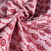 All Over Red Buti Print On Pink Pure Cotton Fabric