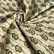 All Over Brown Buti Print On Creme Pure Cotton Fabric