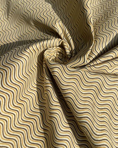 Hand Block Print Zig Zag Design On Creme Pure Cotton Fabric