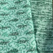 All Over Stripes Printed On Rama Green Pure Cotton Fabric