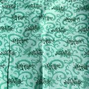 Abstract Leaf Print On Pure Rama Green Cotton Fabric