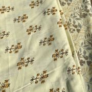 Creme Floral Printed On Pure Cotton Fabric