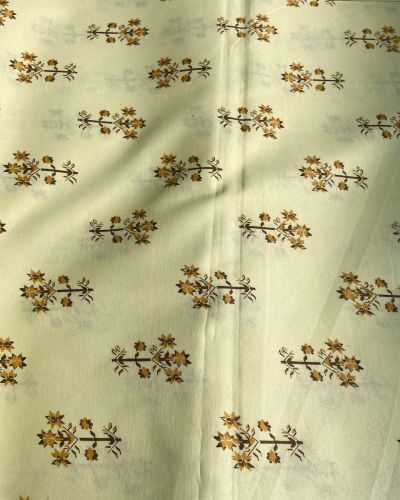 Creme Floral Printed On Pure Cotton Fabric