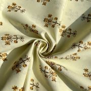 Creme Floral Printed On Pure Cotton Fabric