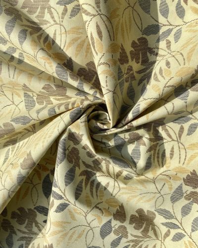 Creme Leaf Printed On Pure Cotton Fabric