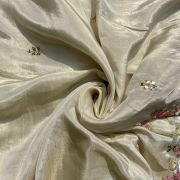 Light Gold Cosmos Silk With Heavy Sequin & Zari Embroidery On Border Dupatta