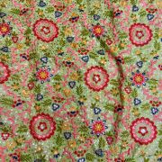 Multicolour Thread & Sequin Floral Embroidery On Pishta Green Georgette Fabric