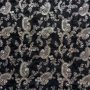 All Over Floral Pattern Light Gold Sequin & Zari Embroidery On Big Panna Black Georgette Fabric