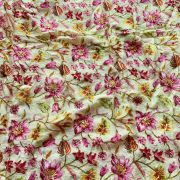 Exclusive Floral Print With Sequin Work On Creme Chinon Fabric