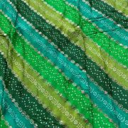 Green Bandhani Position Print In Leheriya Pattern with Zari & Sequin Embroidery On Chinon Fabric