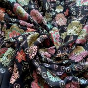 Exclusive All Over Floral Pattern Sequin Embroidery On Black Viscose Georgette Fabric