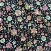 Exclusive All Over Floral Pattern Sequin Embroidery On Black Viscose Georgette Fabric