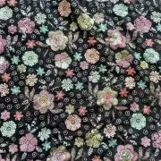 Exclusive All Over Floral Pattern Sequin Embroidery On Black Viscose Georgette Fabric