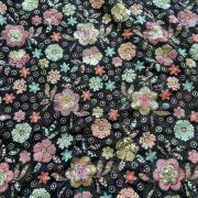 Exclusive All Over Floral Pattern Sequin Embroidery On Black Viscose Georgette Fabric