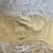 All Over Sequin Stripes & Heavy Sequin Work On Border On Creme To Lime Yellow Shaded Pure Georgette Fabric