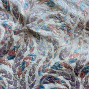 All Over Leaf Pattern Sequin Embroidery On White Georgette Fabric