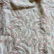 All Over Leaf Pattern Sequin Embroidery On White Georgette Fabric