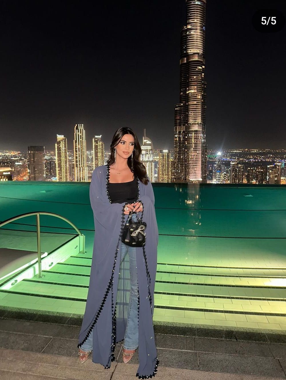 Customized Grey & Black Cape With Swarovski Stones