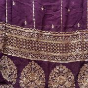 GOLD SEQUIN EMBROIDERY WITH HEAVY BORDER ON WINE GEORGETTE FABRIC