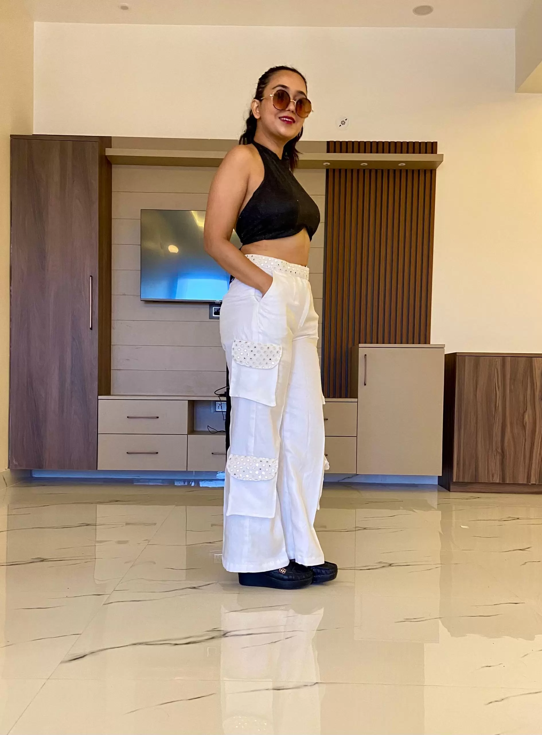 Desi Cargo Pant – White