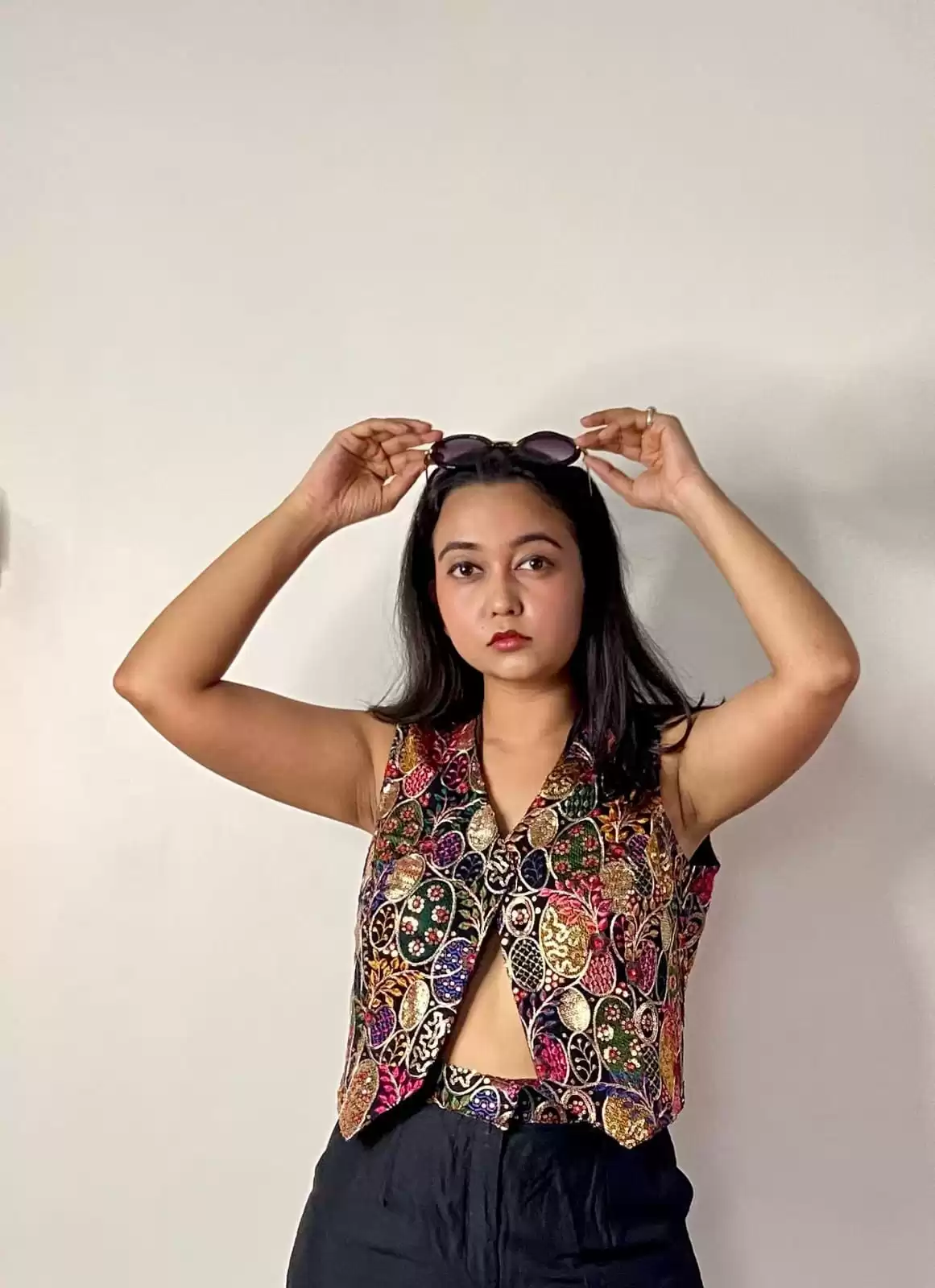 Black Multicolour Vest