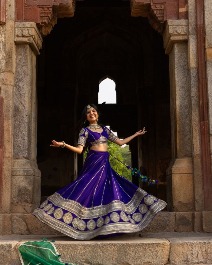 Maharani Lehenga in Purple Pure Georgette fabric