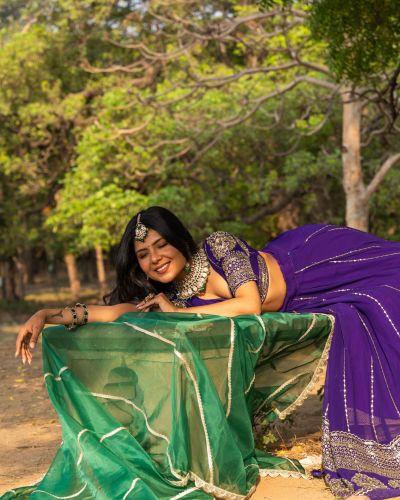 Maharani Lehenga in Purple Pure Georgette fabric