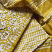 Batik print cotton unstitched suit piece with dupatta