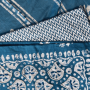 Batik print cotton unstitched suit piece with dupatta