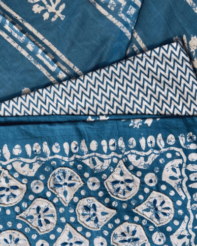 Batik print cotton unstitched suit piece with dupatta