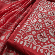 Batik print cotton unstitched suit piece with dupatta