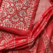 Batik print cotton unstitched suit piece with dupatta