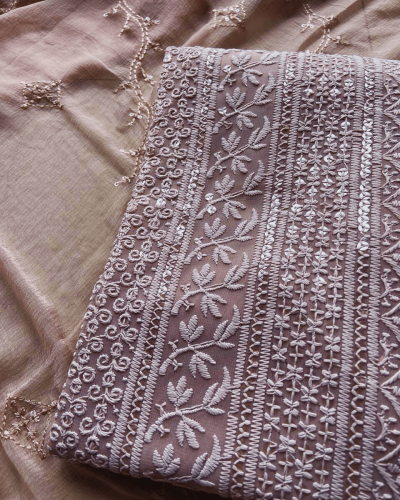 All Over Thread Work Unstitched Suit Piece with Dupatta