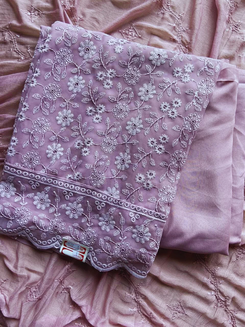 All Over Thread Work Unstitched Suit Piece with Dupatta