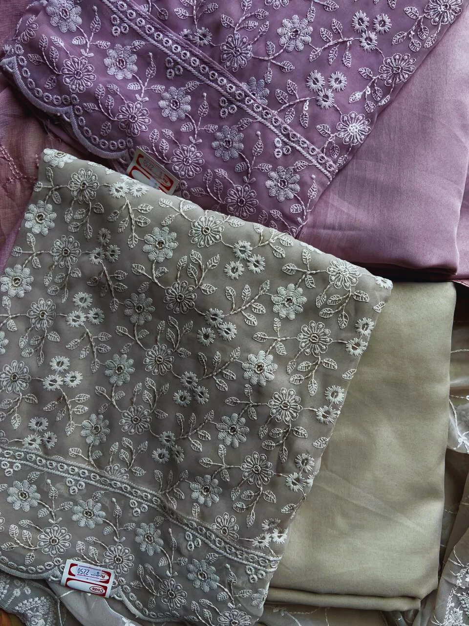 All Over Thread Work Unstitched Suit Piece with Dupatta