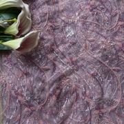 Hand embroidery cut dana work & shimmering sequins dusty pink net fabric