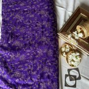 Royal Purple Pure Organza silk with floral jaal work zari embroidery