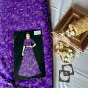 Royal Purple Pure Organza silk with floral jaal work zari embroidery