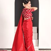 Naveli Red Pure Crepe Saree with Gota and Zari Embroidered Blouse