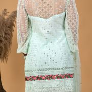 Pastel sea green Kurta and Bell Bottom Pants set with Dupatta