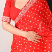 Shagan Red Georgette Saree with Intricate Embroidery