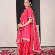 Surkh Pink Sharara Suit with Embroidered Detailing