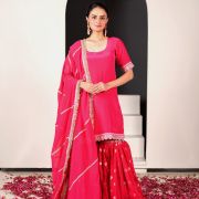 Surkh Pink Sharara Suit with Embroidered Detailing