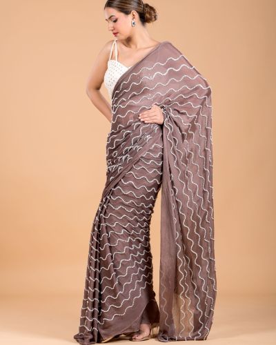 Brown Cocktail saree