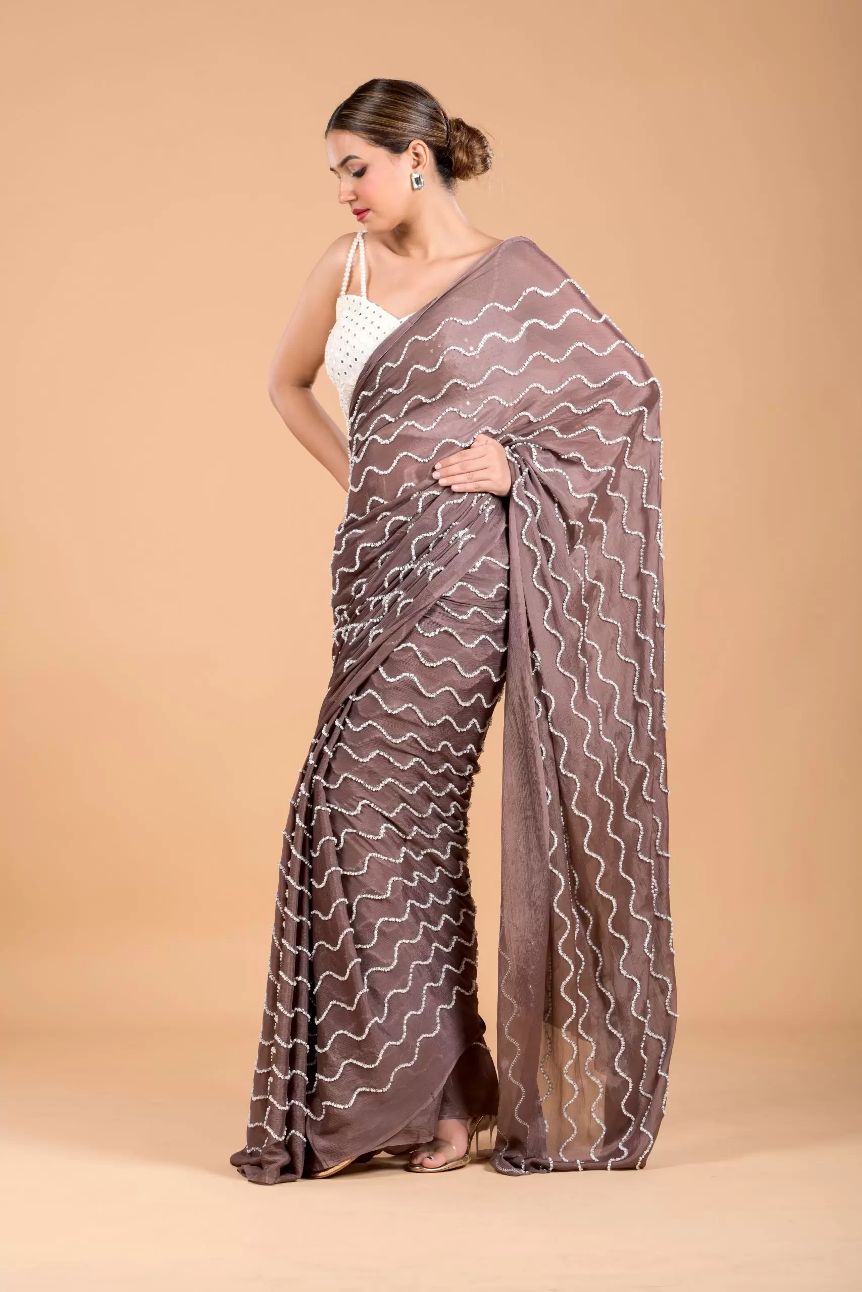 Brown Cocktail saree
