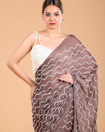 Brown Cocktail saree