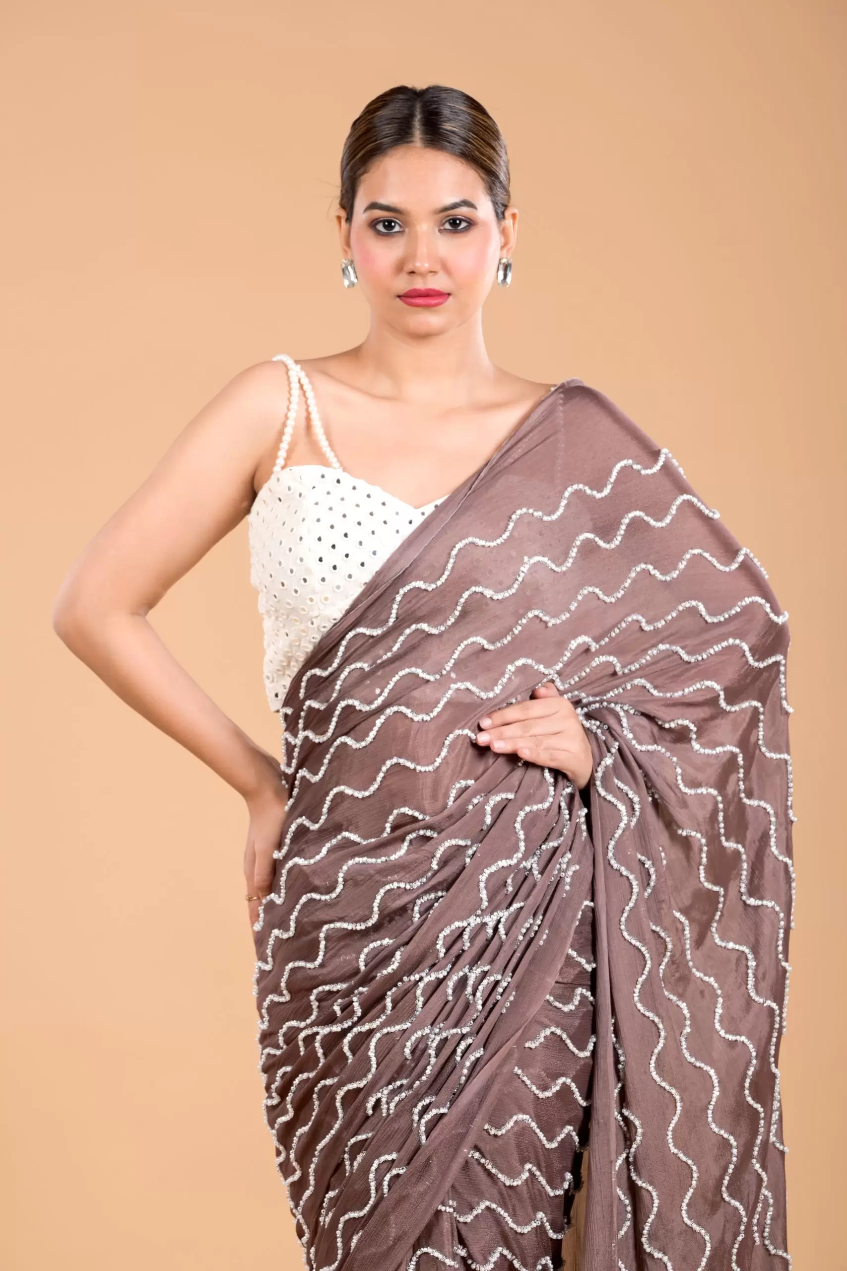 Brown Cocktail saree